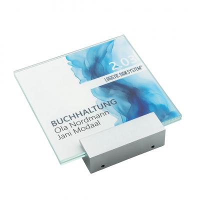 Tuerschild VITRUM A  Glasschild mit Aluhalter für Buero